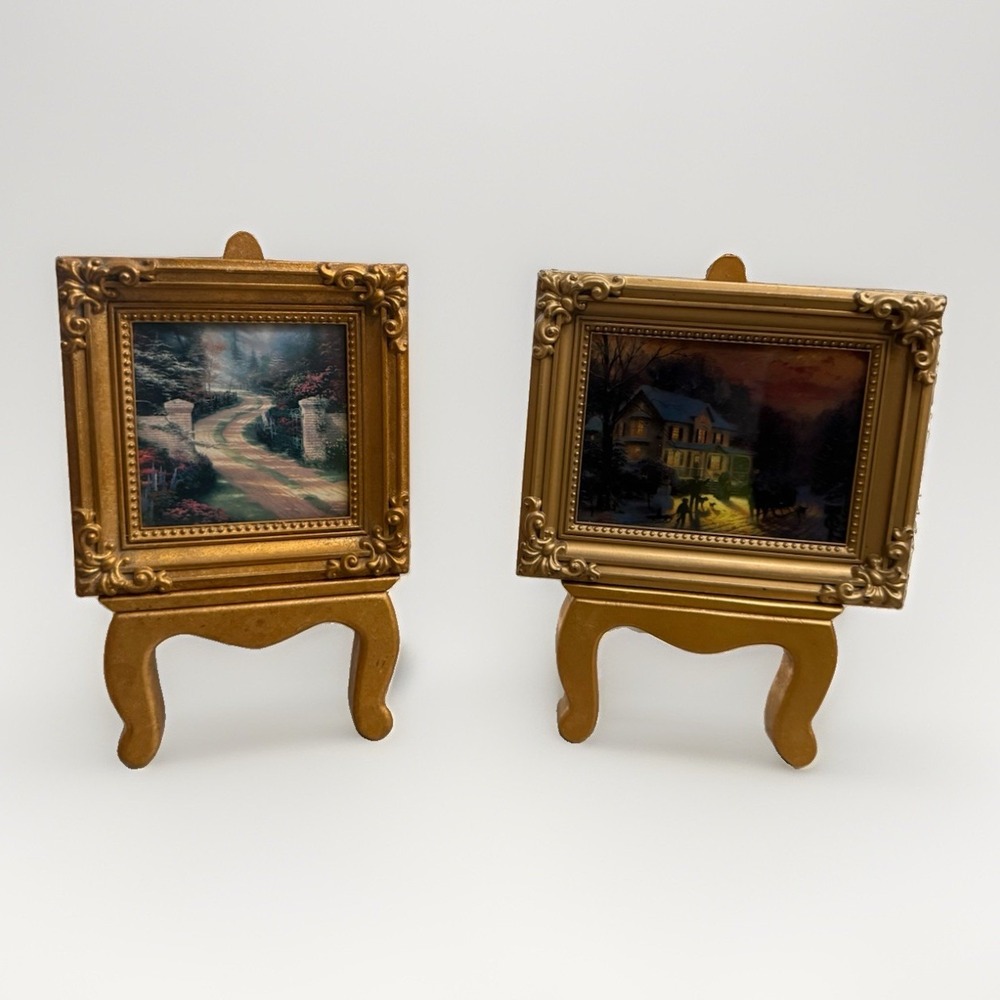 Thomas Kinkade Gold Ornate Baroque Picture Frame Tabletop Stand Easel